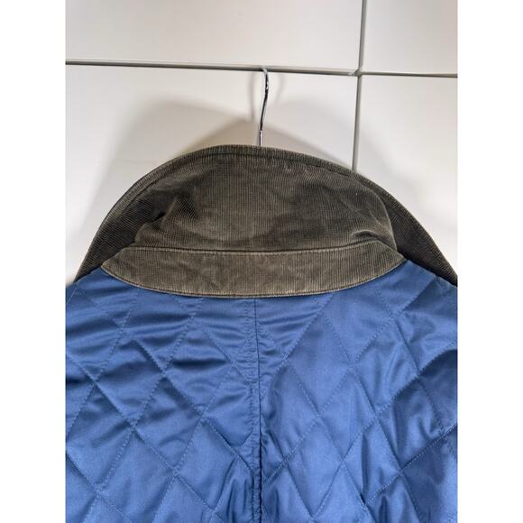 LL Bean Riding Jacket Barn Coat Women's Blue Quilted Plaid Lining Med Petite - Picture 9 of 9